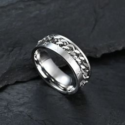 MEENAZ Men 92.5 Stainless Steel Silver-Plated Band Ring-image-91