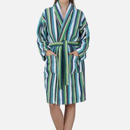 RANGOLI Women Pinstriped Cotton Bath Robe-image-62