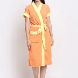 Creeva Everyday Collection Tie-Up Front Pocket Terry Bath Robe-10