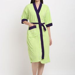 Creeva Everyday Collection Tie-Up Front Pocket Terry Bath Robe-4