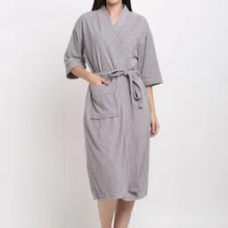 Creeva Tie-Up Terry Bath Robe-image-61