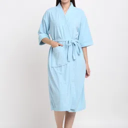 Creeva Everyday Collection Tie-Up Front Pocket Terry Bath Robe-20