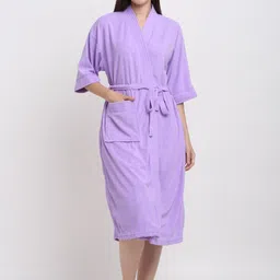 Creeva Everyday Collection Tie-Up Front Pocket Terry Bath Robe-7