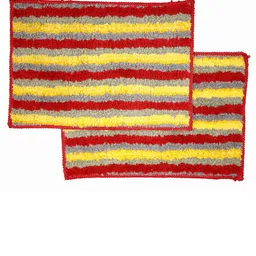 Ariana Set Of 2 Yellow & Red Striped 1600 GSM Anti-Skid Bath Mats-10