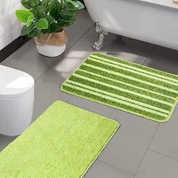Saral Home Set Of 2 Green Anti-Skid Bath Rugs-62