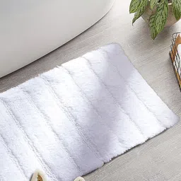 MASPAR White Textured 1800 GSM Cotton Small Bath Rugs-10