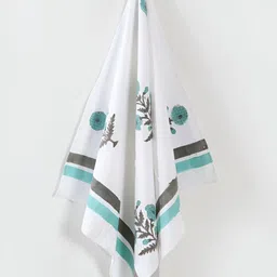 HANDICRAFT PALACE White & Green Printed Cotton 250 GSM Bath Towel-image-69