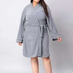 HotGown Women Grey Water Absorbent Bath Robe-image-7