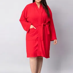 HotGown Women Red Water Absorbent Bath Robe-image-36