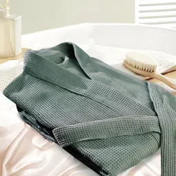 LacyLook Waffle Men Textured Pure Cotton Bath Robe-image-26