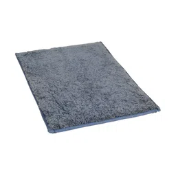 Aura Bano Blue Microfiber Rectangular Non Slip Bath Rug-6