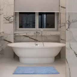 Aura Blue Textured Microfiber Bath Rug 110 GSM-picture-1