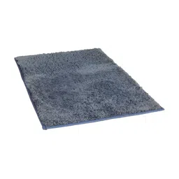 Aura Blue Textured Microfiber Bath Rug-picture-2