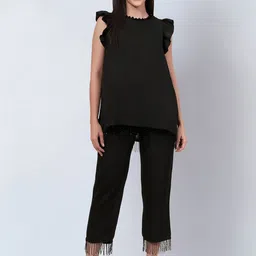 First Resort by Ramola Bachchan Sequined Ruffled Fringed Top With Trousers Co-Ords-picture-9