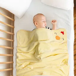 Baby Moo Yellow Cartoon Characters Mild Winter 210 GSM Single Bed Blanket-23