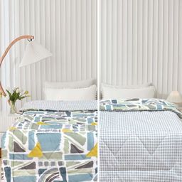 Supreme Home Collective Blue & White Cotton AC Room 300 GSM Double Bed Comforter-image-54