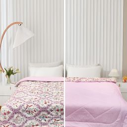 Supreme Home Collective Pink & White Ethnic Motifs AC Room 300 GSM Double Bed Comforter-image-64