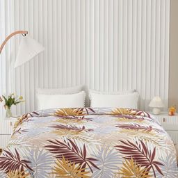 Supreme Home Collective Beige & Brown Cotton Floral AC Room 300 GSM Double Bed Comforter-image-59