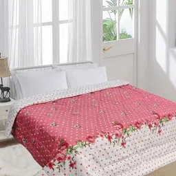 Supreme Home Collective White & Pink AC Room 300 GSM Double Bed Comforter-51