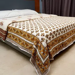 inizio Brown & Cream Floral AC Room 200 GSM Double Bed Dohar-image-70