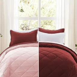 RF RELAXFEEL Maroon & Peach Heavy Winter 233 GSM Single Bed Quilt-image-60