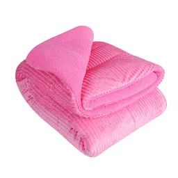 Nivasam Pink Striped Heavy Winter Double Bed Quilt-image-47