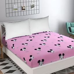 Supreme Home Collective Pink Cartoon Characters 144 TC Queen Bedsheet-image-90