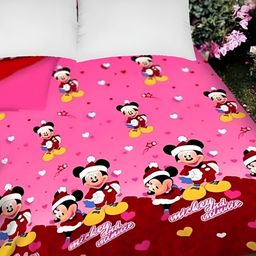 Supreme Home Collective Pink Cartoon Characters 144 TC Queen Bedsheet-image-85