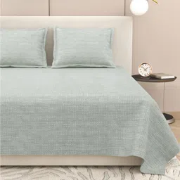 DREAM WEAVERZ Grey 220 TC King Bedsheet with 2 Pillow Covers-image-42