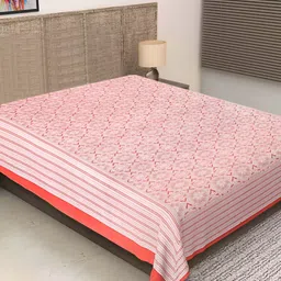Texstylers Red & white Ethnic Motifs Printed Cotton 250 TC Single Bedsheet-image-11