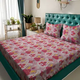 KLOTTHE Ethnic Motifs 300 TC Double Bedsheet & 2 Pillow Covers-image-82