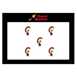 Comet Busters 5 Pcs Embellished Reusable Designer Bindis - Red & Gold-Toned-92