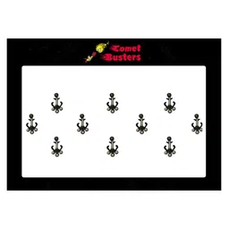 Comet Busters 10 Pcs Embellished Reusable Designer Bindis - Black & Gold-Toned-33