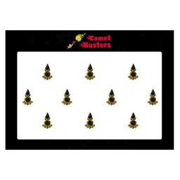 Comet Busters 10 Pcs Beaded Reusable Designer Bindis - Black & Gold-Toned-21
