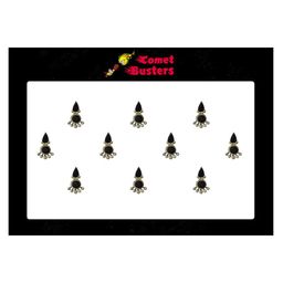 Comet Busters 10 Pcs Embellished Reusable Designer Bindis - Black & Gold-Toned-16