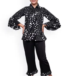 FELLAMO Pola-Dot Print Shirt & Palazzos Co-Ord Set-19
