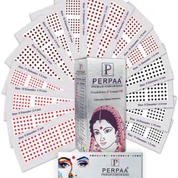 PERPAA Premium Kumkum Set Of 2 Round Stick On Bindi Book - Red 09, Black 10, Dark Maroon 11, Light Maroon 08-7