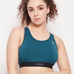 ATHLISIS Colourblocked Non-Wired Lightly Padded Styled Back Workout Bra-image-50