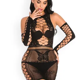 PANTEAZYSelf Design Halter Neck Baby Doll-image-98