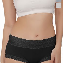Bella Voste Pack of 3 Mid-Rise Self Design Lace Leak-Proof Hipster Briefs-picture-18