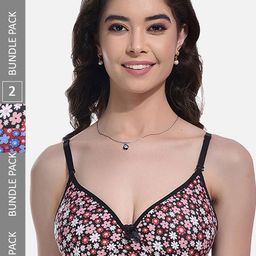 StyFun Pack Of 2 Printed Lightly Padded Full Coverage Everyday Bra All Day Comfort-picture-4