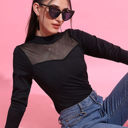 Tokyo Talkies Black High Neck Long Sleeves Top-image-119