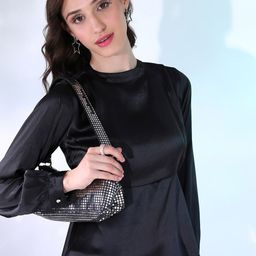 Tokyo Talkies Black High Neck Peplum Top-image-124