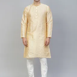MANQ Men Beige Ethnic Motifs Printed Kurta with Pyjamas-53
