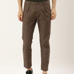 Blackberrys Men Brown & Black Super Rafa Slim Fit Striped Regular Trousers-image-69