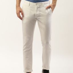 Blackberrys Men White B-95 Slim Fit Solid Regular Trousers-image-109