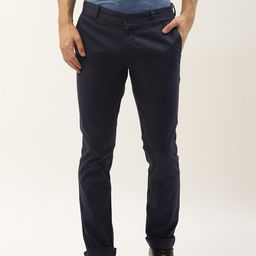 Blackberrys Men Navy Blue B-91 Slim Fit Solid Regular Trousers-picture-9