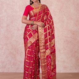 Kishori Sarees Geometric Woven Design Zari Pure Silk Saree-image-49