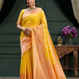 MIMOSA Ethnic Motif Zari Art Silk Banarasi Saree With Blouse Piece-picture-40