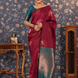 House of Pataudi Erthnic Motifs Woven-Design Saree-image-80